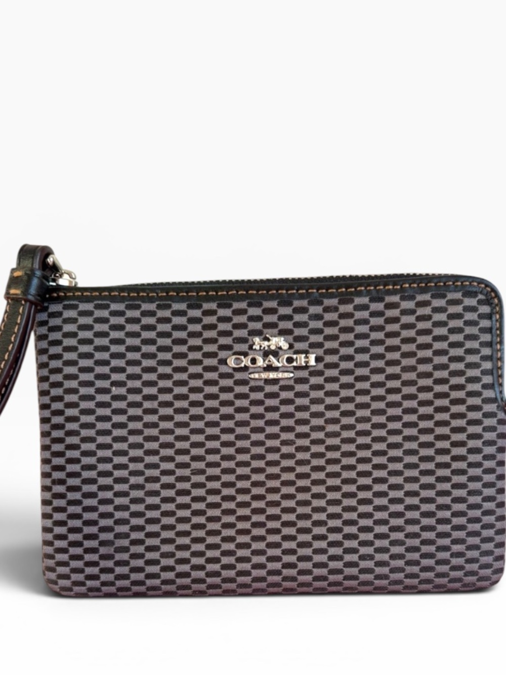 COACH Legacy Jacquard Corner Zip Small Wristlet